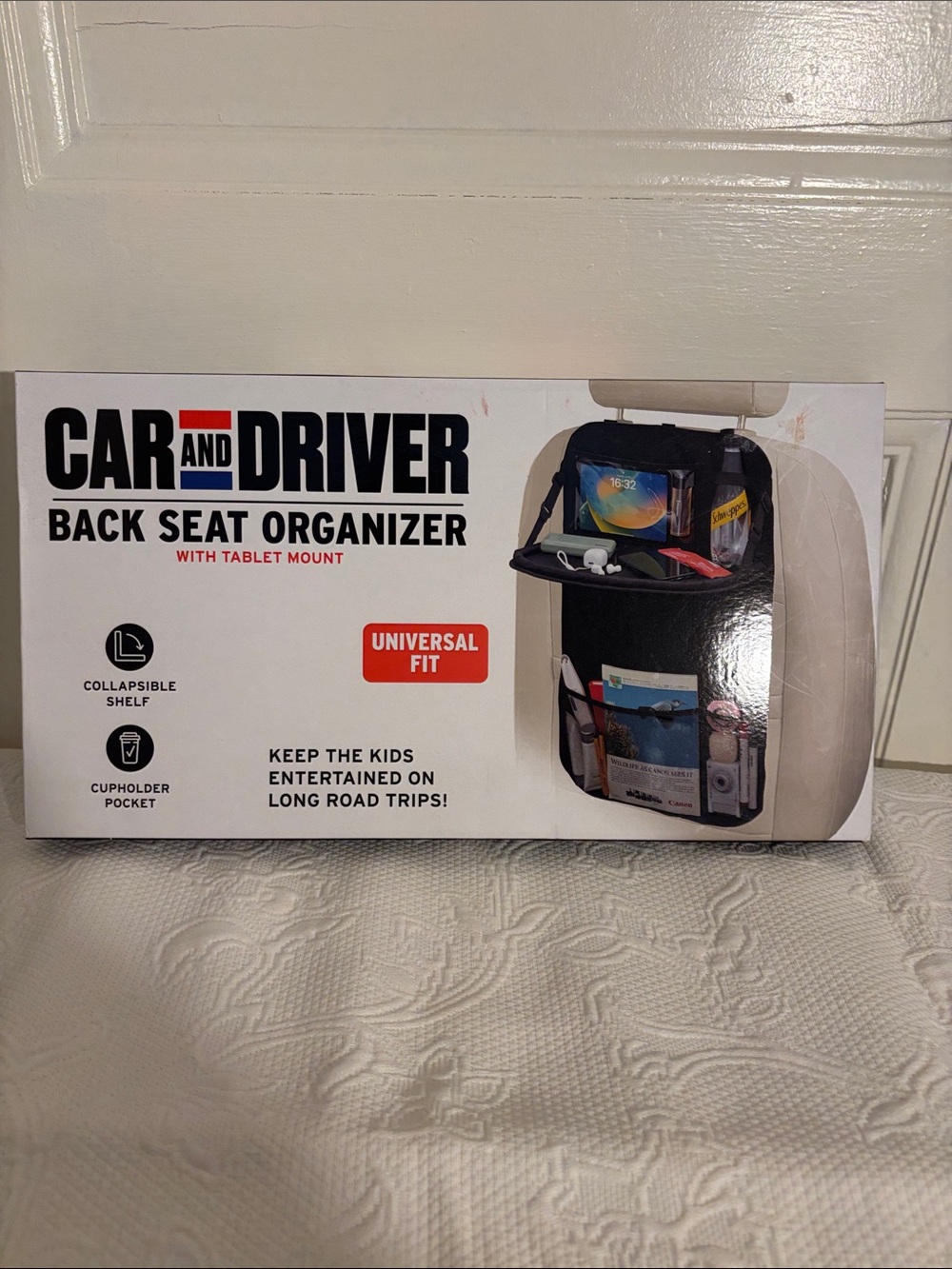 Car and Driver Black Back Seat Organizer with Tablet Mount